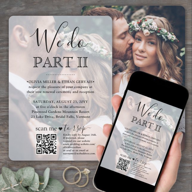 Sequel Wedding QR Code RSVP 2 Photo We Do Part II Invitation (Creator Uploaded)