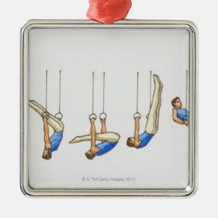 Sequence of illustrations showing male gymnast 2 metal tree decoration