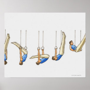 Sequence of illustrations showing male gymnast 2 poster