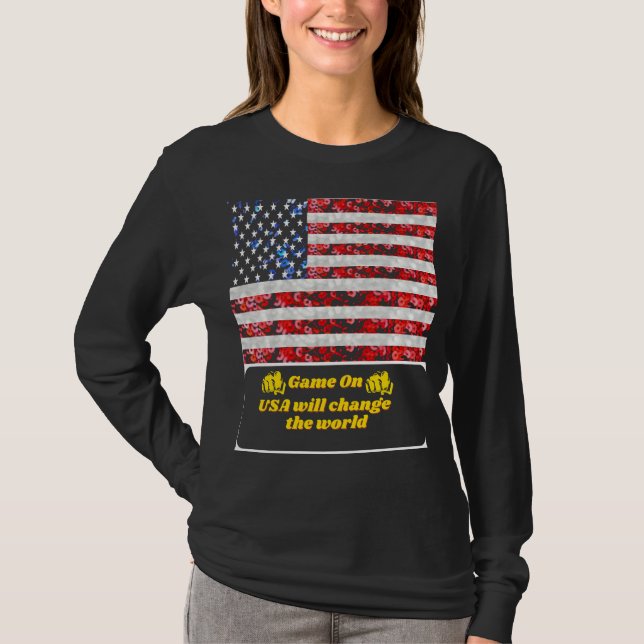 Sequin American Flag T-shirt USA  (Front)