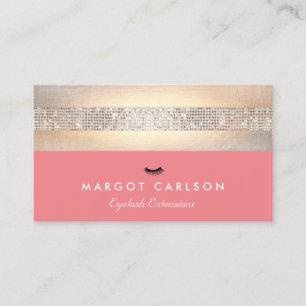 Sequin and Gold Coral Eyelash Extensions Business Card