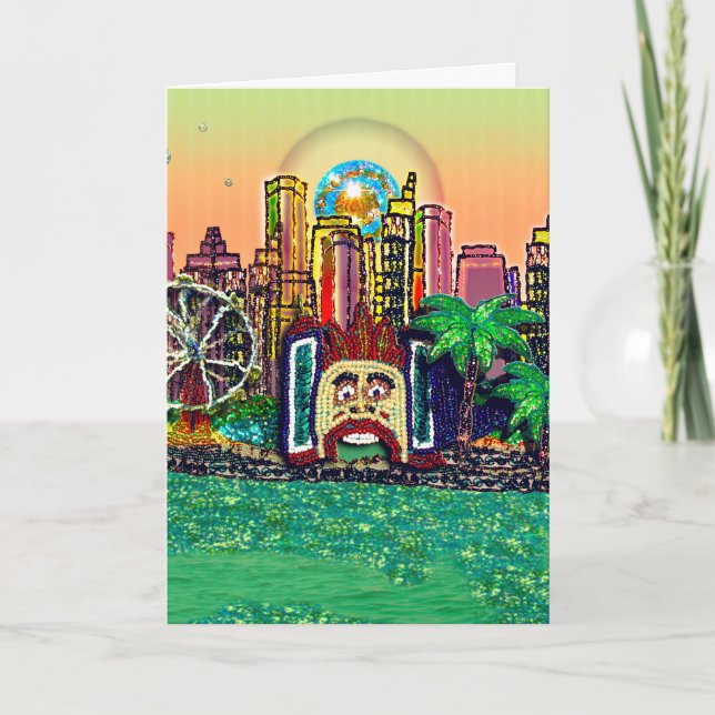 Sequin Art Birthday Card | Sequin Harbour Fun Park (Front)