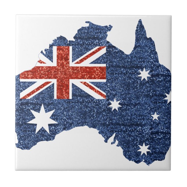 sequin australian flag ceramic tile (Front)