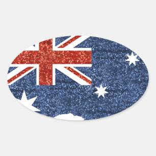 sequin australian flag oval sticker