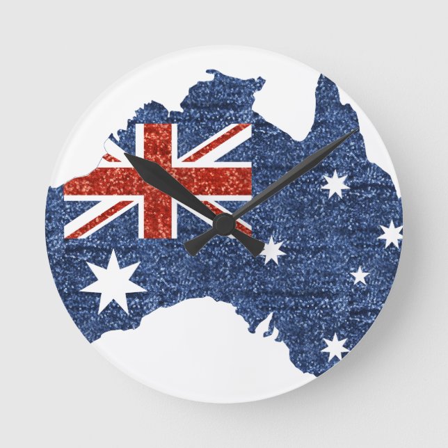 sequin australian flag round clock (Front)