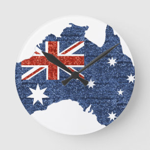 sequin australian flag round clock