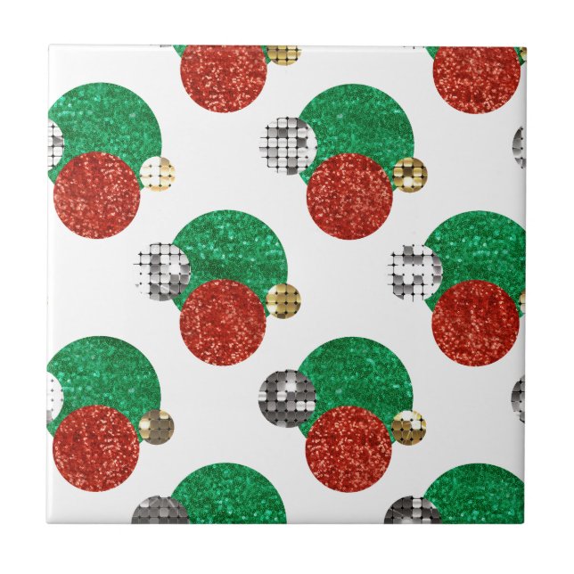 sequin christmas dots ceramic tile (Front)