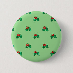 sequin christmas Holly 6 Cm Round Badge
