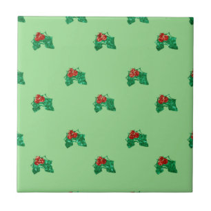 sequin christmas Holly Ceramic Tile