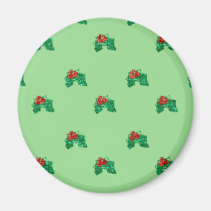 sequin christmas Holly Magnet