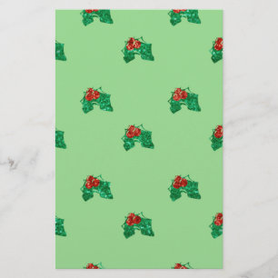 sequin christmas Holly Stationery