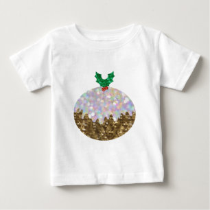 sequin christmas puddings baby T-Shirt