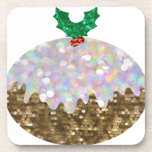 sequin christmas puddings coaster