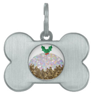 sequin christmas puddings pet tag