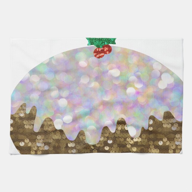 sequin christmas puddings tea towel (Horizontal)