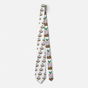sequin christmas puddings tie