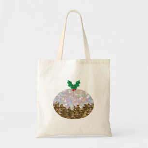 sequin christmas puddings tote bag