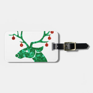 sequin christmas reindeer luggage tag