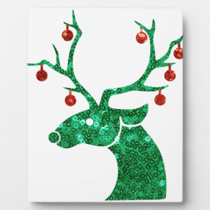 sequin christmas reindeer plaque