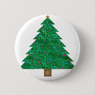 sequin christmas tree 6 cm round badge