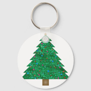 sequin christmas tree key ring