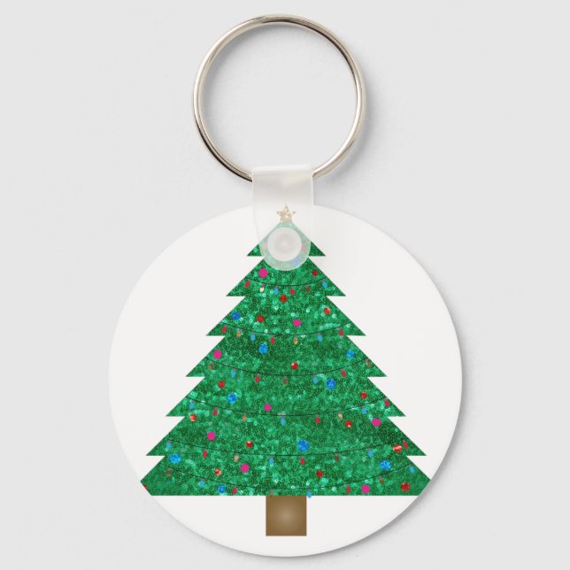 sequin christmas tree key ring (Front)