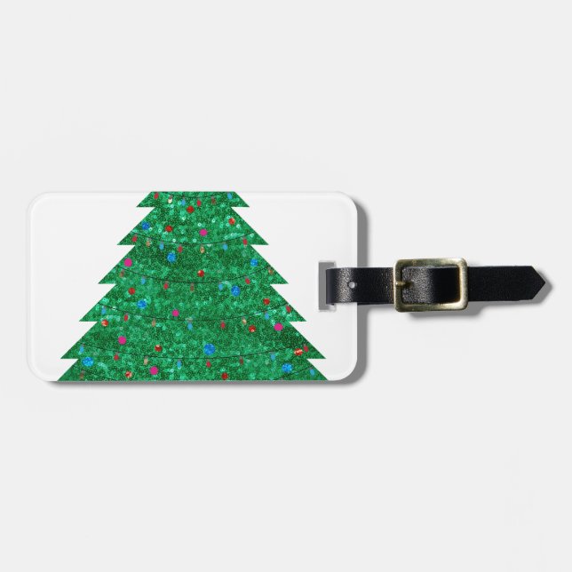 sequin christmas tree luggage tag (Front Horizontal)