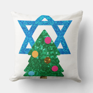 sequin christmukkah hanukkah cushion