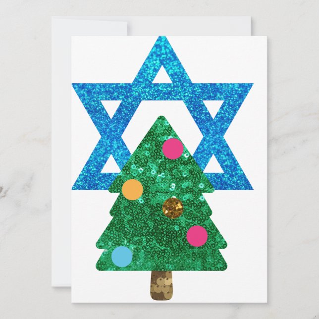 sequin christmukkah hanukkah holiday card (Front)