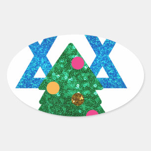 sequin christmukkah hanukkah oval sticker