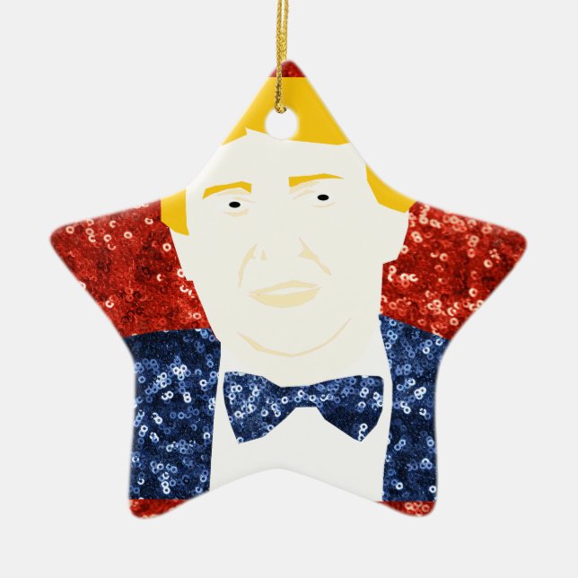 sequin donald trump ceramic tree decoration (Front)