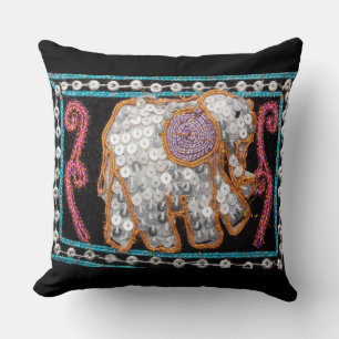 sequin elephant throw pillow