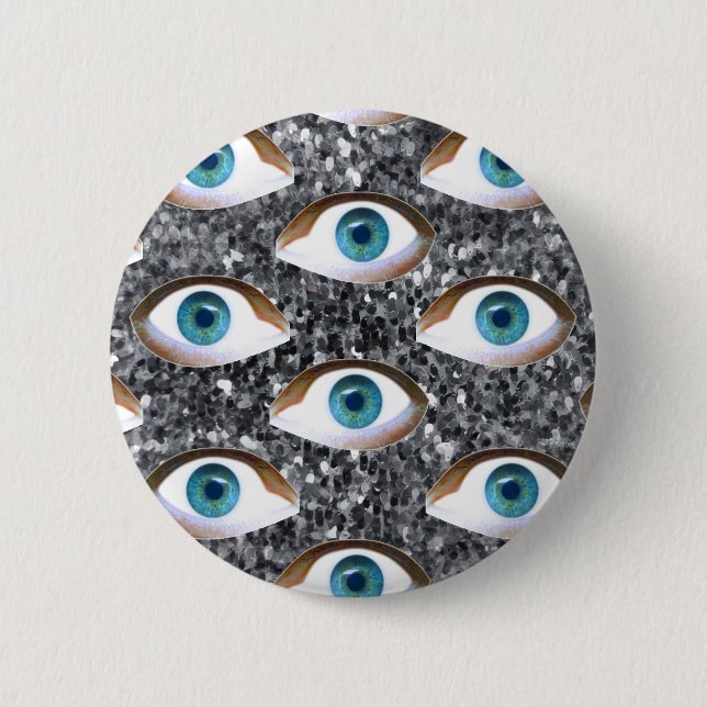 sequin eyes 6 cm round badge (Front)