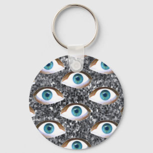 sequin eyes key ring