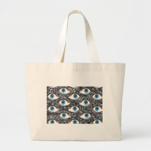 sequin eyes large tote bag