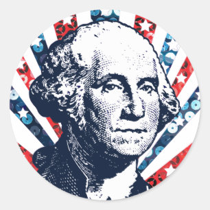 sequin george washington classic round sticker