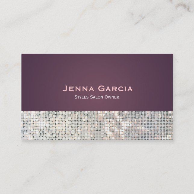 Sequin Glitzy Glam Purple Business Card (Front)