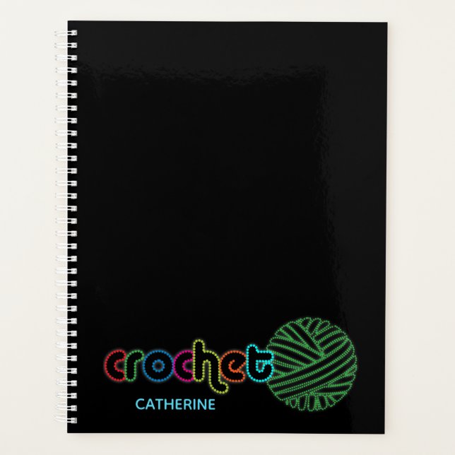 Sequin Glow Crochet Planner (Front)