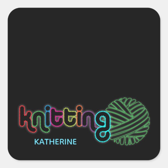 Sequin Glow Knitting Square Sticker (Front)