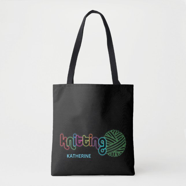 Sequin Glow Knitting Tote Bag (Front)