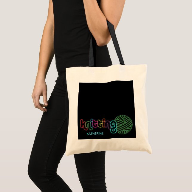 Sequin Glow Knitting Tote Bag (Front (Product))
