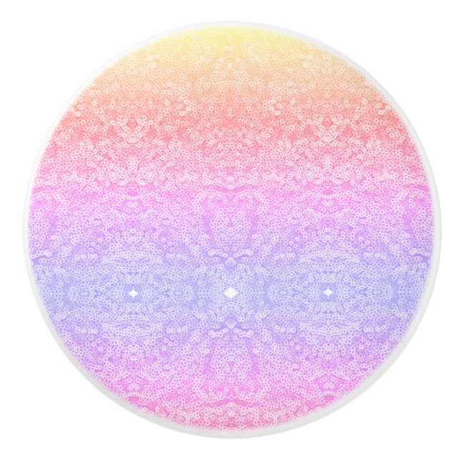 Sequin lace pattern gradient pink gold purple ceramic knob (Front)