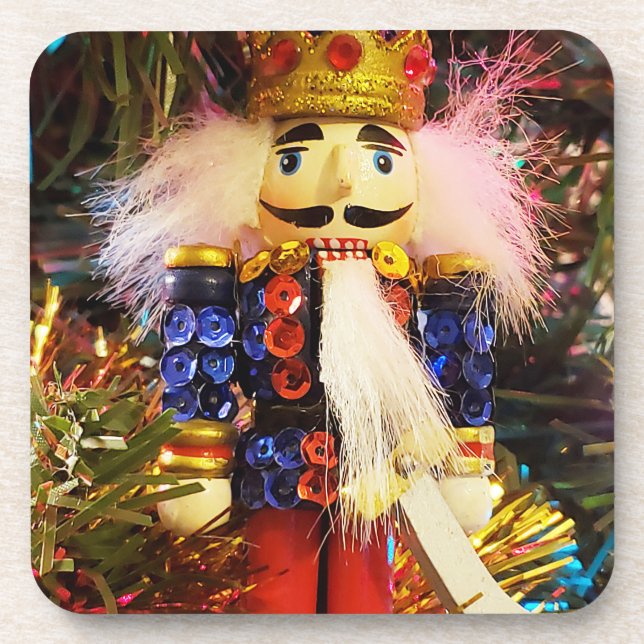 Sequin Nutcracker soldier christmas ornament Coaster (Front)