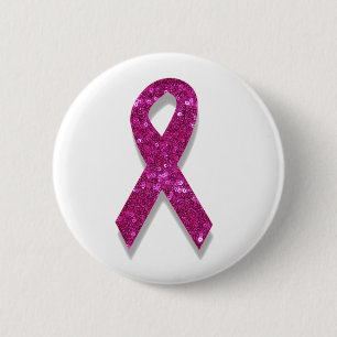 sequin pink breast cancer awareness 6 cm round badge