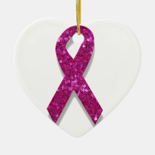 sequin pink breast cancer awareness ceramic tree decoration