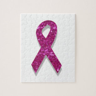 sequin pink breast cancer awareness jigsaw puzzle