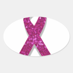 sequin pink breast cancer awareness oval sticker