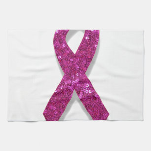 sequin pink breast cancer awareness tea towel