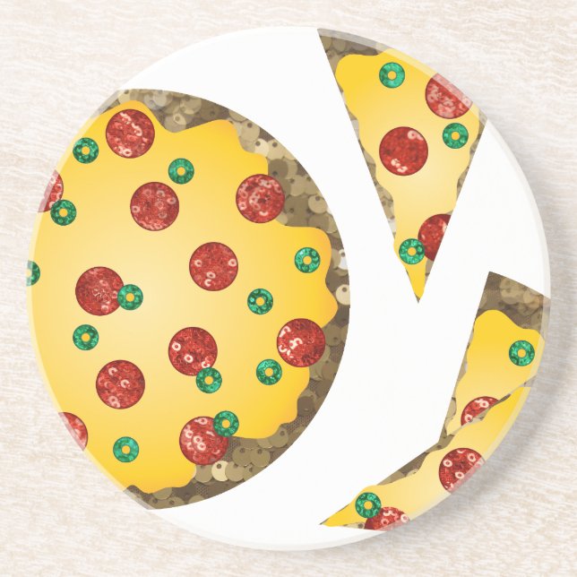 sequin pizza coaster (Front)