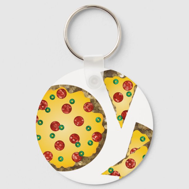 sequin pizza key ring (Front)